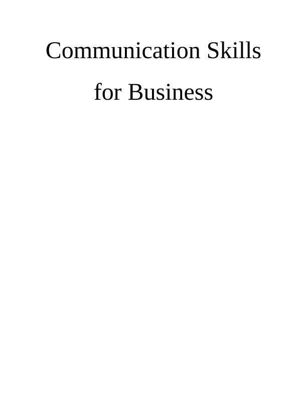 Communication Skills for Business - Assignment pdf_1