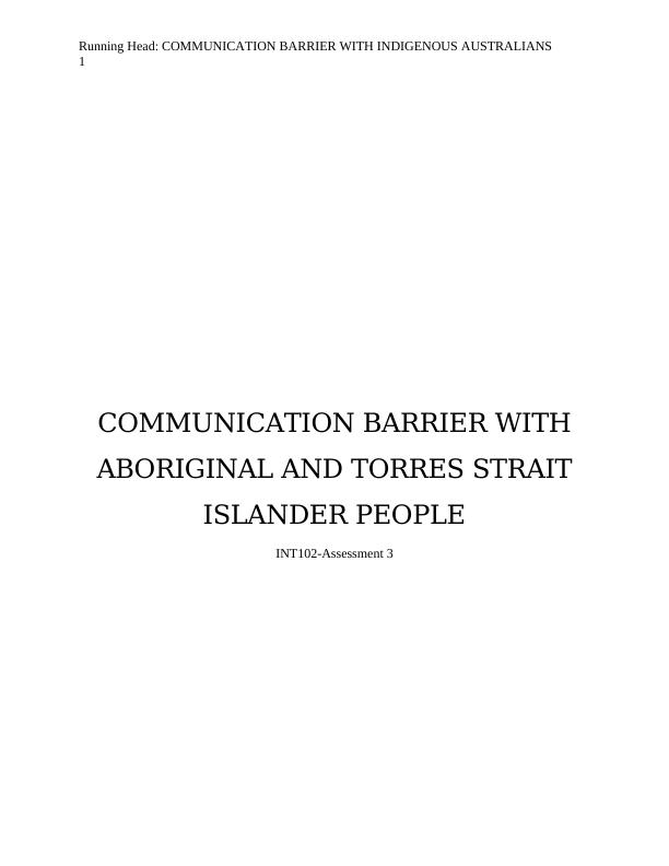 Communication Barrier with Indigenous Australians Assessment 2022_1