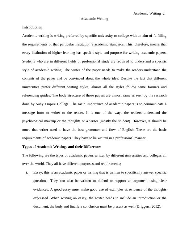 academic writing style essay