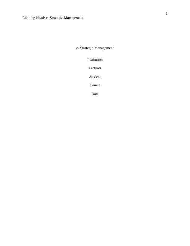 Assignment on E Strategic Management_1