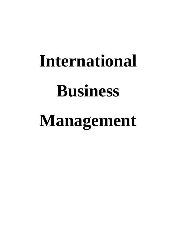 Importance Of International Business Management