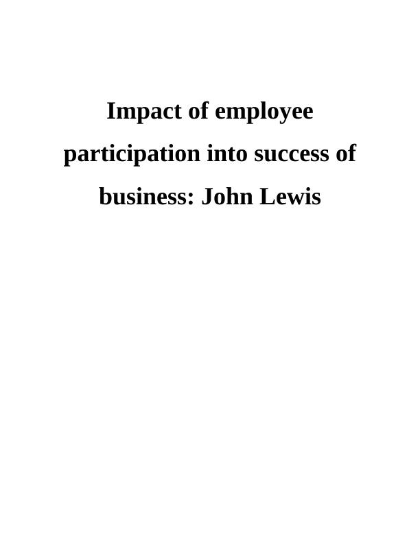 Impact of Employee Participation on Business Success: John Lewis_1