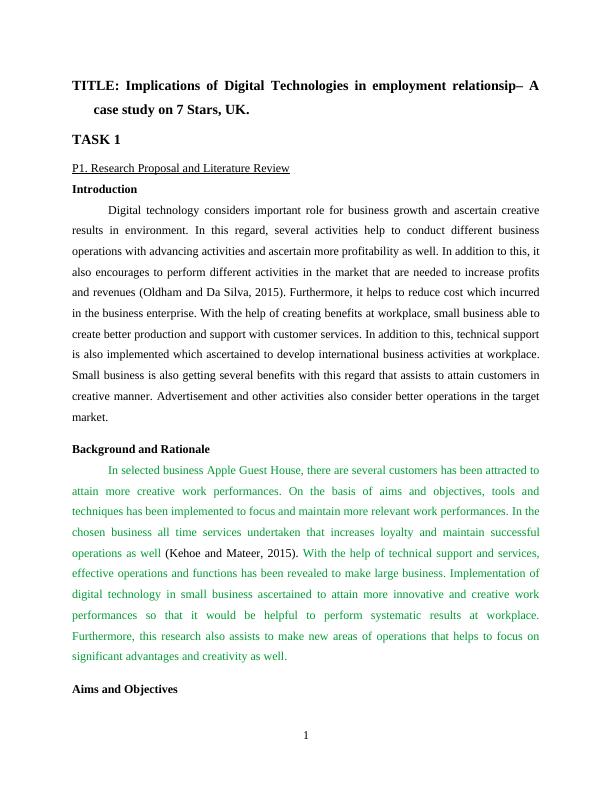 Implications of Digital Technologies in employment relationsip: A case study on 7 Stars, UK_4
