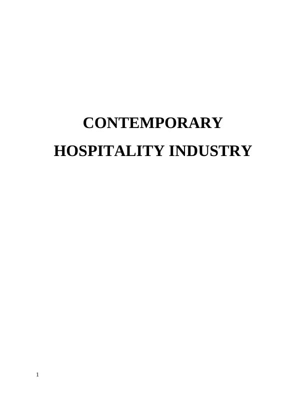 Contemporary Hospitality Industry: Structure, Scope, and Operational Roles_1