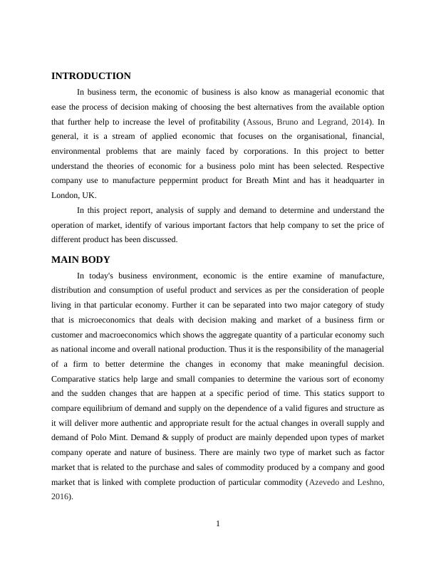 Economics For a Business Assignment - Polo Mint_3