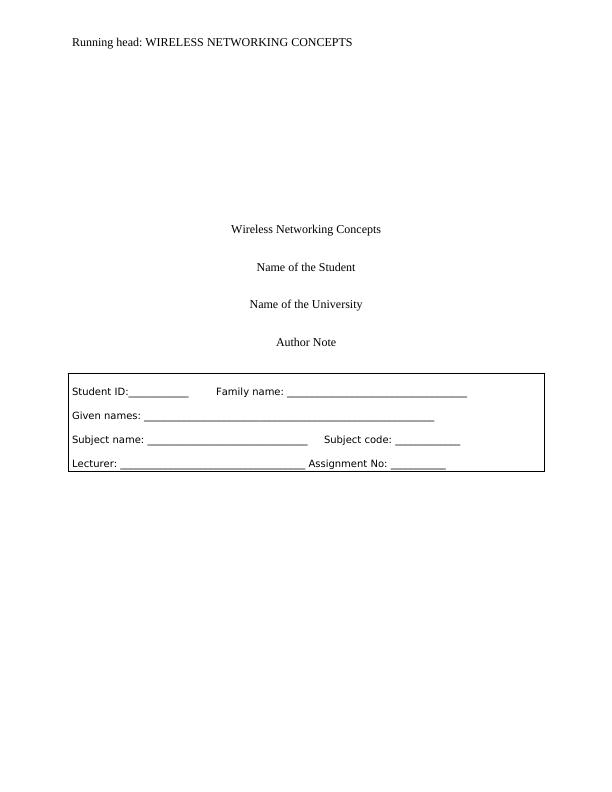 Assignment On Wireless Networking Concepts (Doc)_1