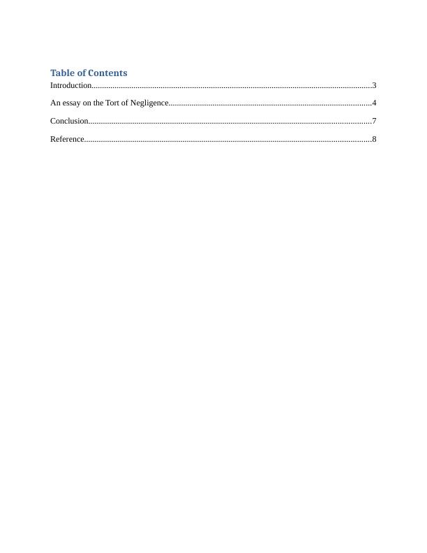 tort of negligence essay