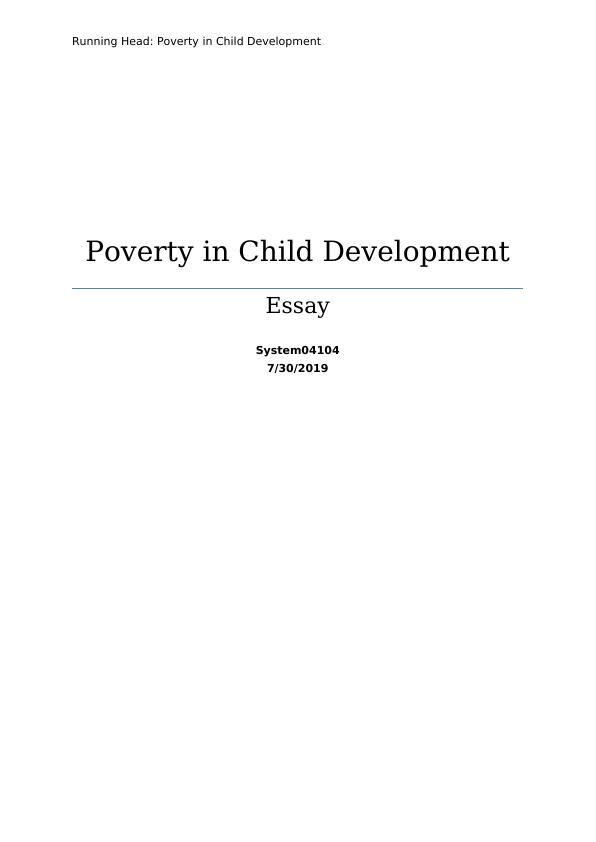 Poverty in Child Development - Essay_1