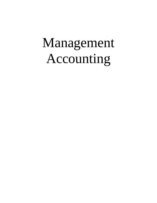 Management Accounting | Sample Assignment_1