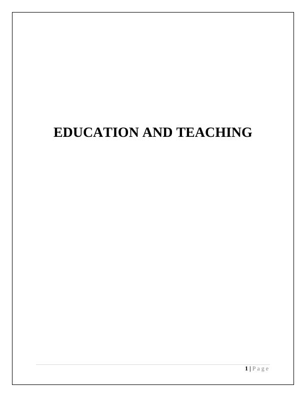 Education & Teaching Report | Roles & Responsibilities Of Teacher_1