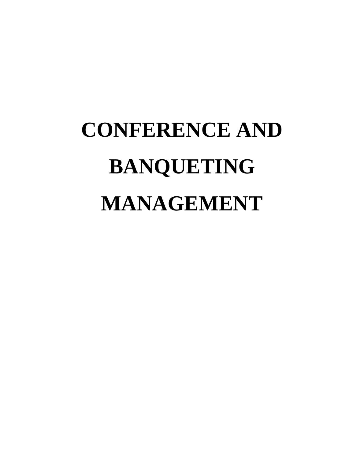 Conference and Banqueting  Management  Assignment Sample_1