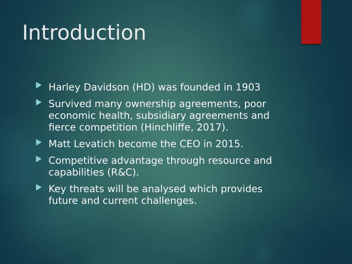 Competitive Strategy and Innovation | Case: Harley Davidson Inc., 2015_2