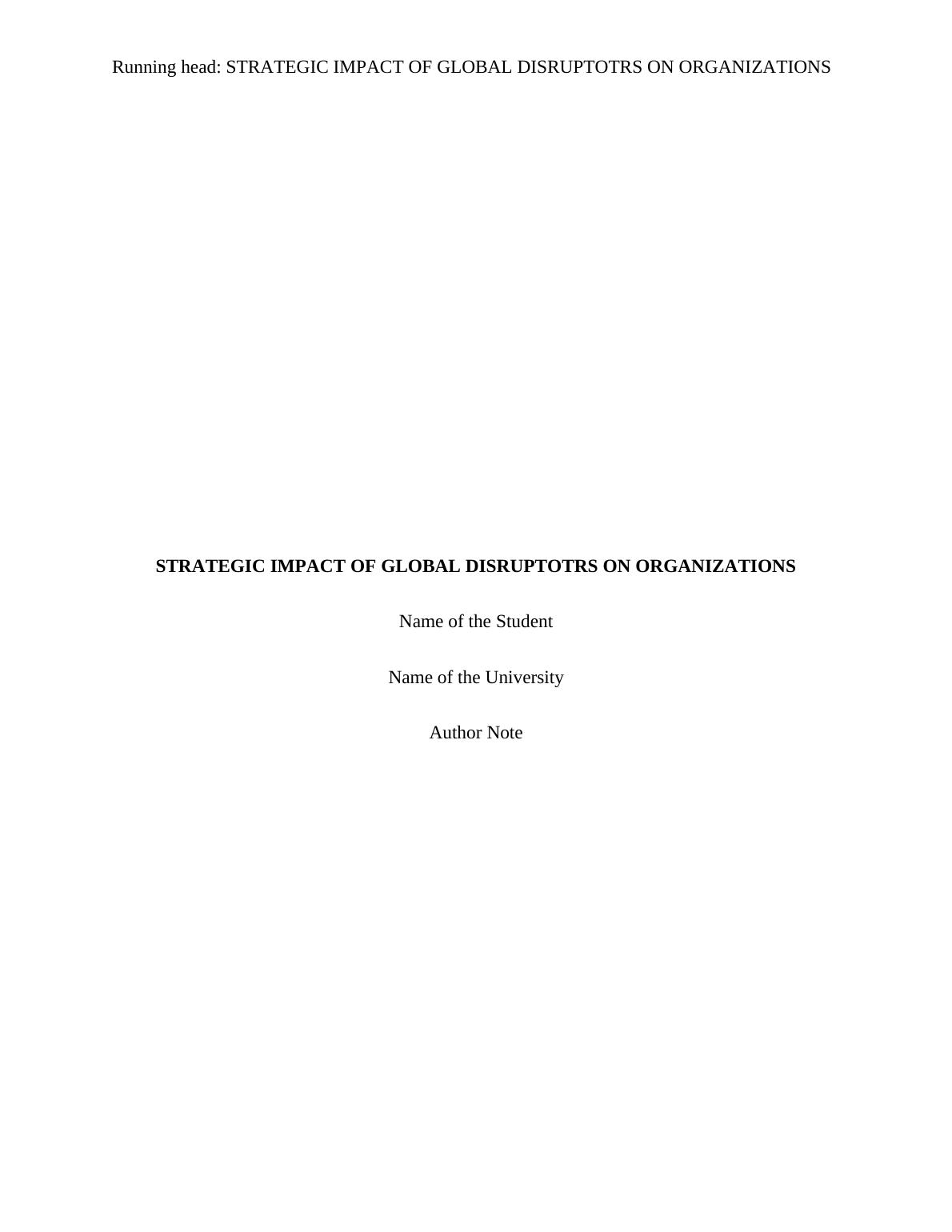 Strategic Impact of Global Disruptors on Organizations
