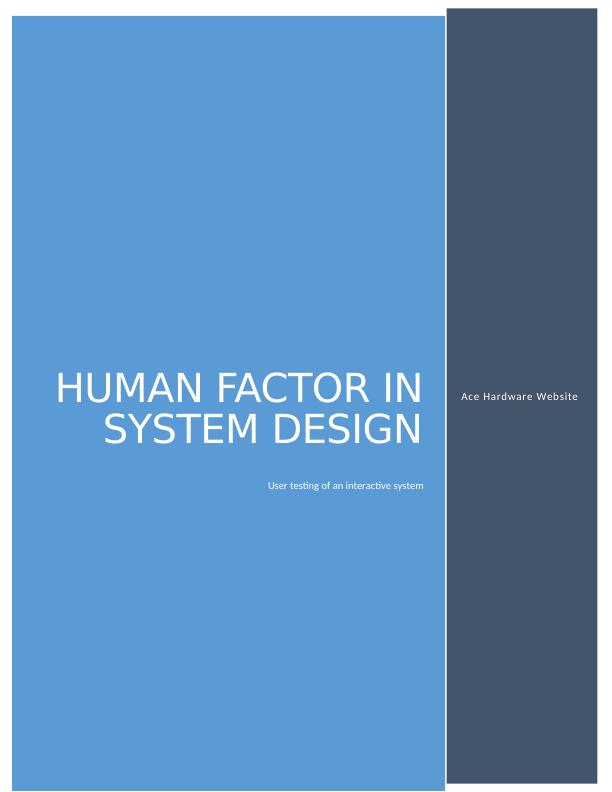 Human factor in system design Assignment PDF_1