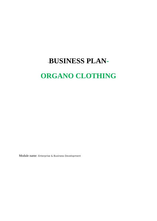 Business Plan- Organo Clothing_1
