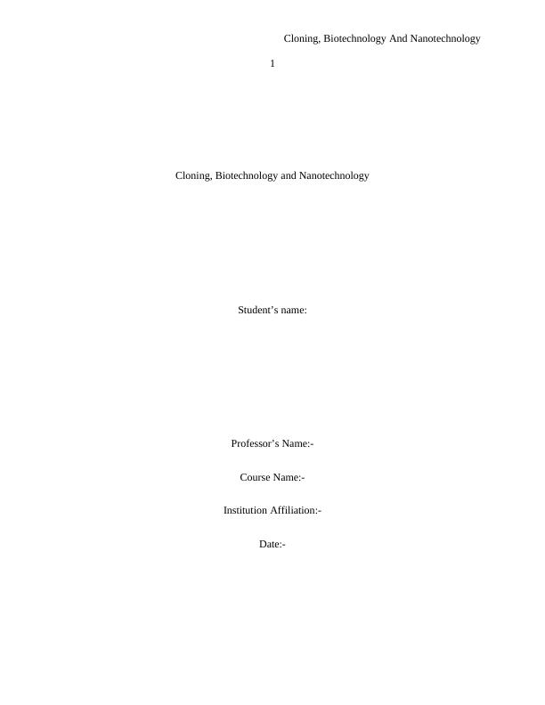 Biotechnology And Nanotechnology - Doc_1