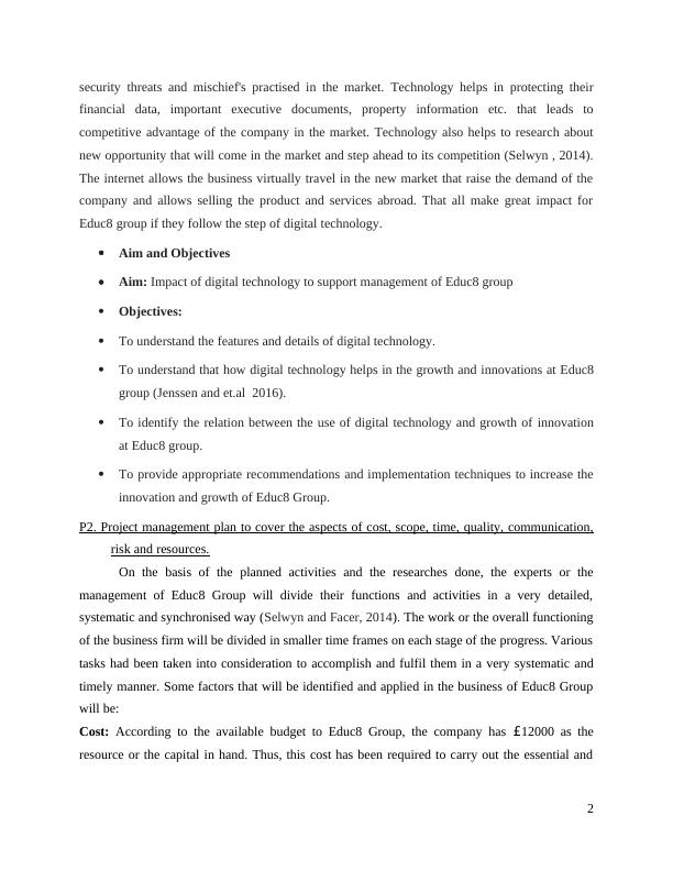 Impact of Digital Technology to Support Management of Edu8 Group : Report_4