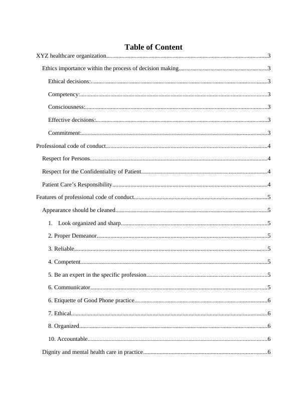 Ethics Table of Content XYZ Healthcare Organization_2