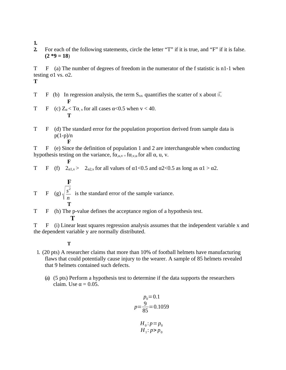 Number of Degrees of Freedom