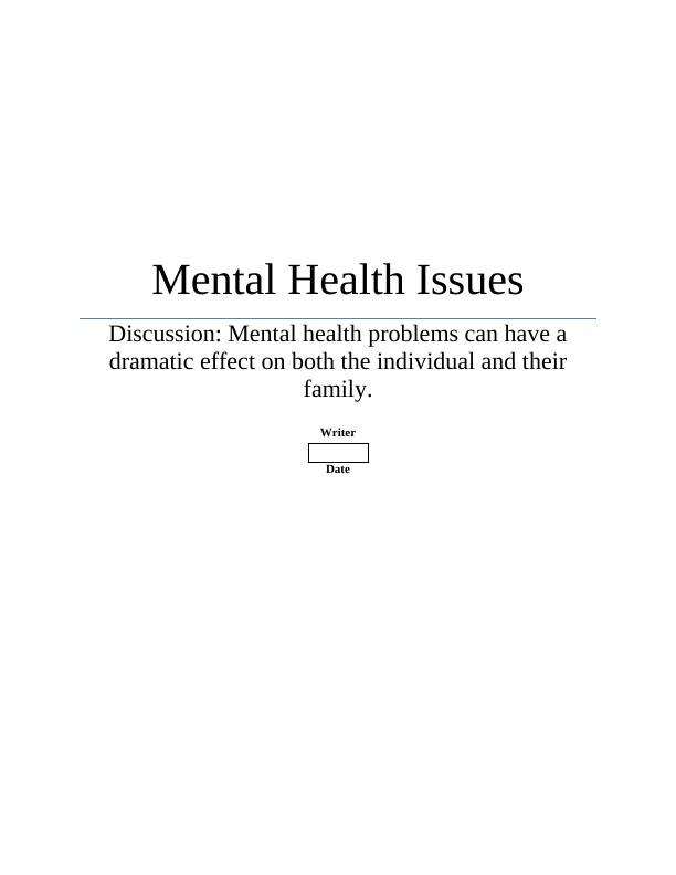 Essay on Mental Health Disorder - Schizophrenia_1