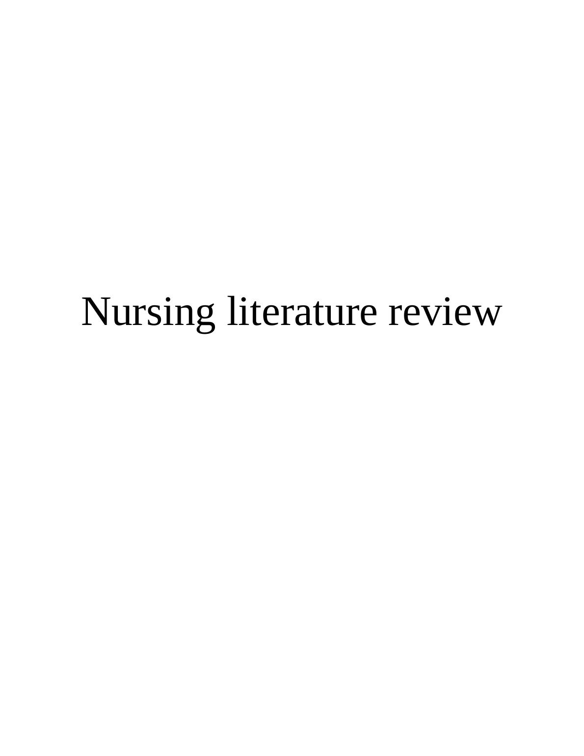nursing literature review question ideas