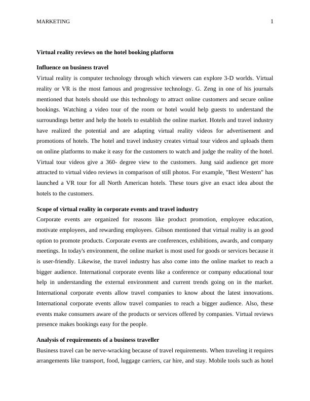 Virtual Reality of Hotel Booking Platform