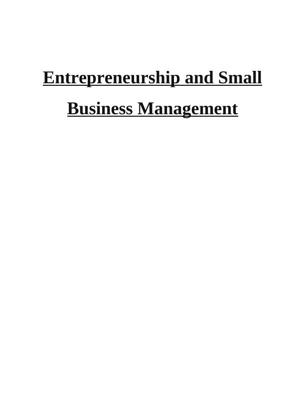 PDF Entrepreneurship and Small Business Management : Assignment_1