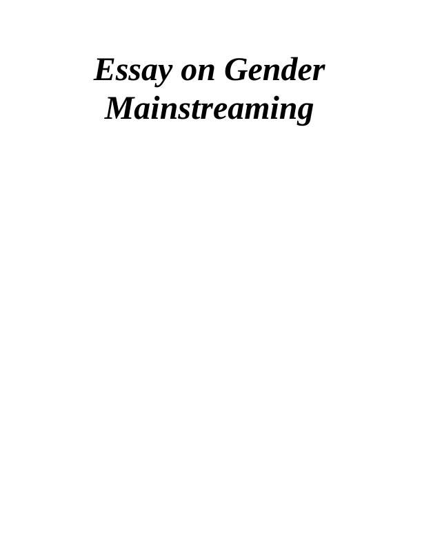 Essay on Gender Mainstreaming_1