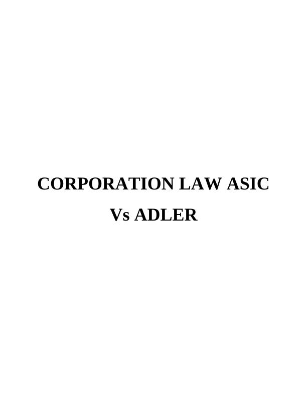 Corporation Law ASIC Vs Adler_1