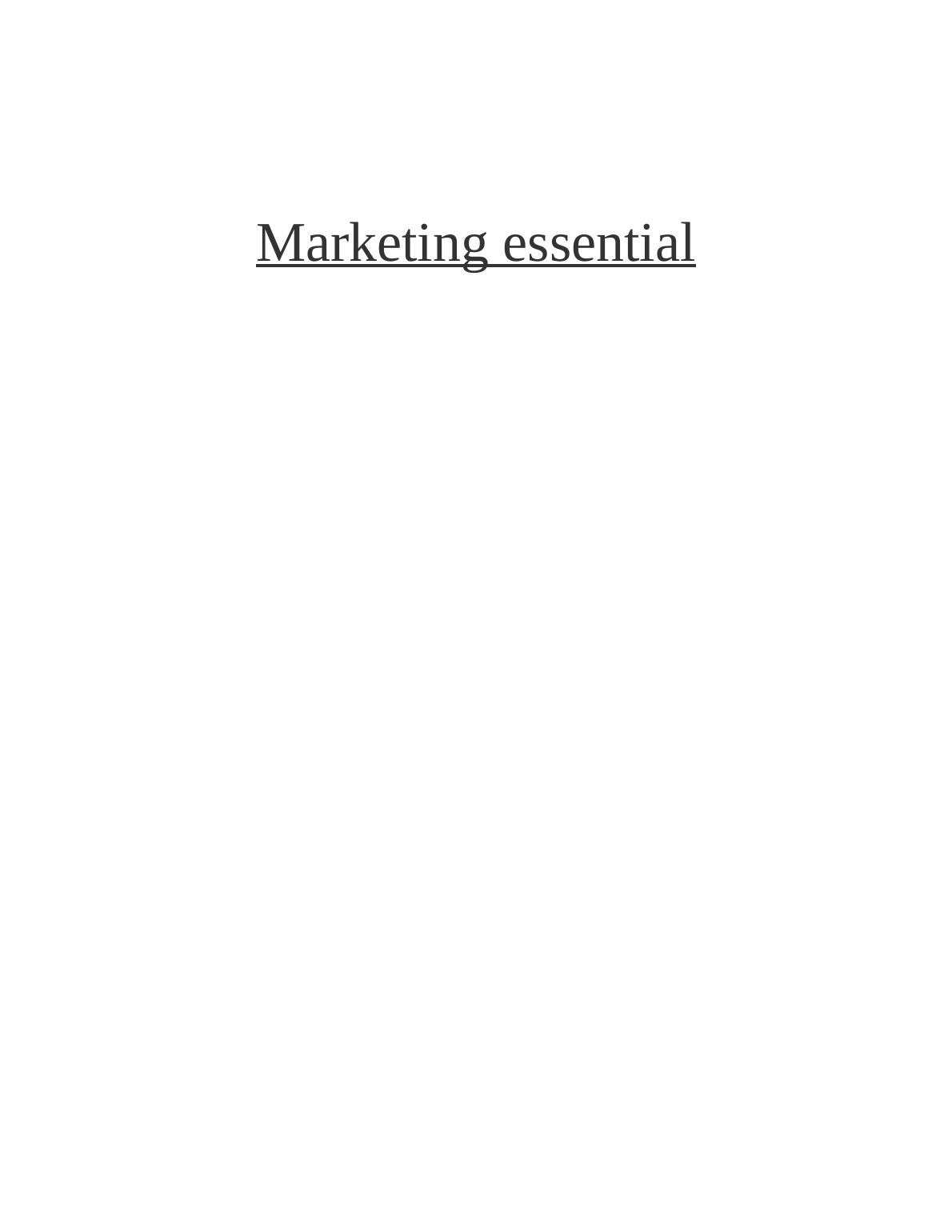 Marketing Essential of Thomas cook group plc - Assignment_1