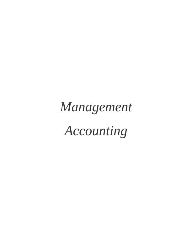 Management Accounting and Cost Analysis_1