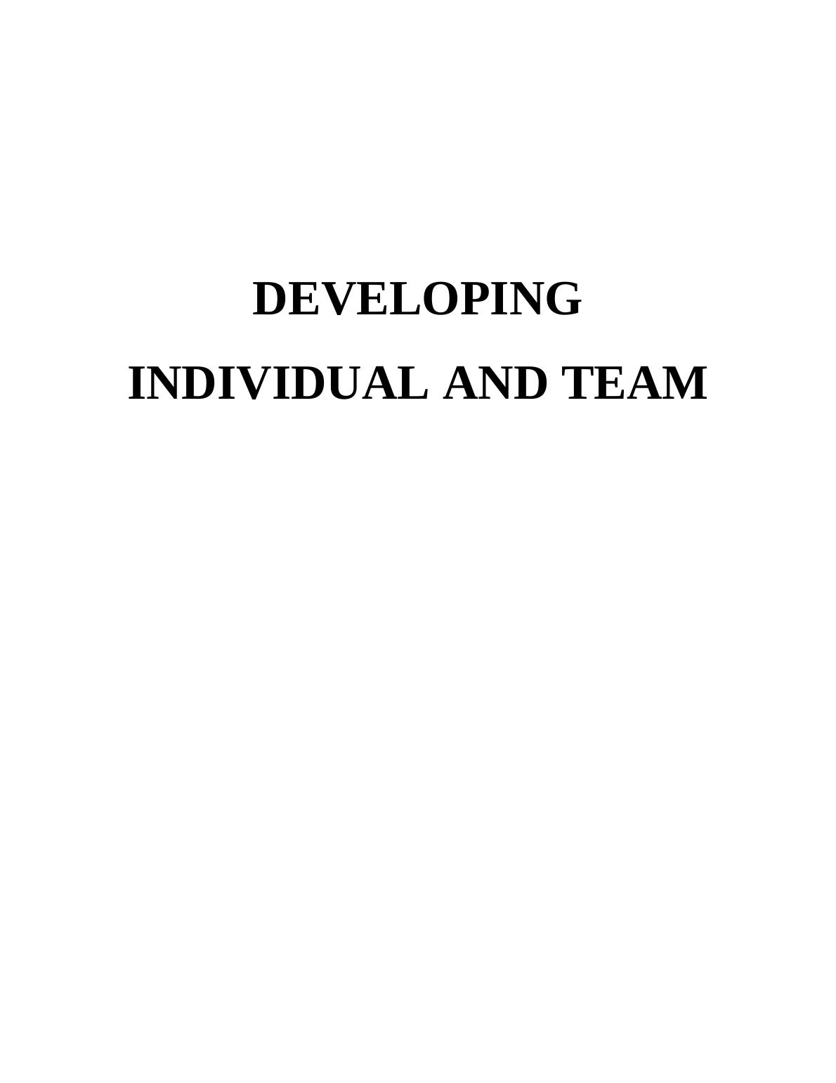 team development assignment