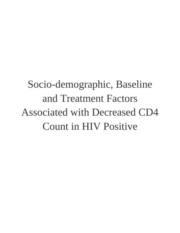 Assignment on SPSS use to examine Socio-demographic, Baseline and Treatment Factors_1