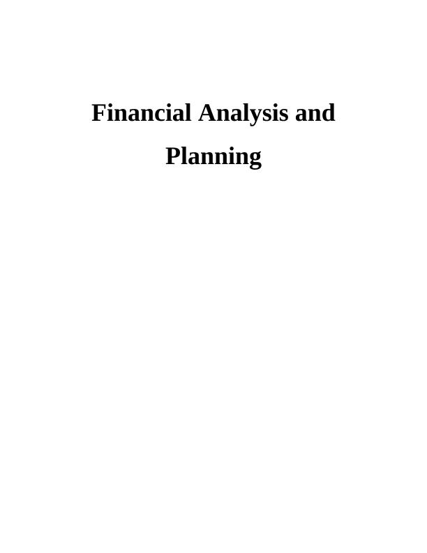 Financial Analysis and Planning : Assignment_1