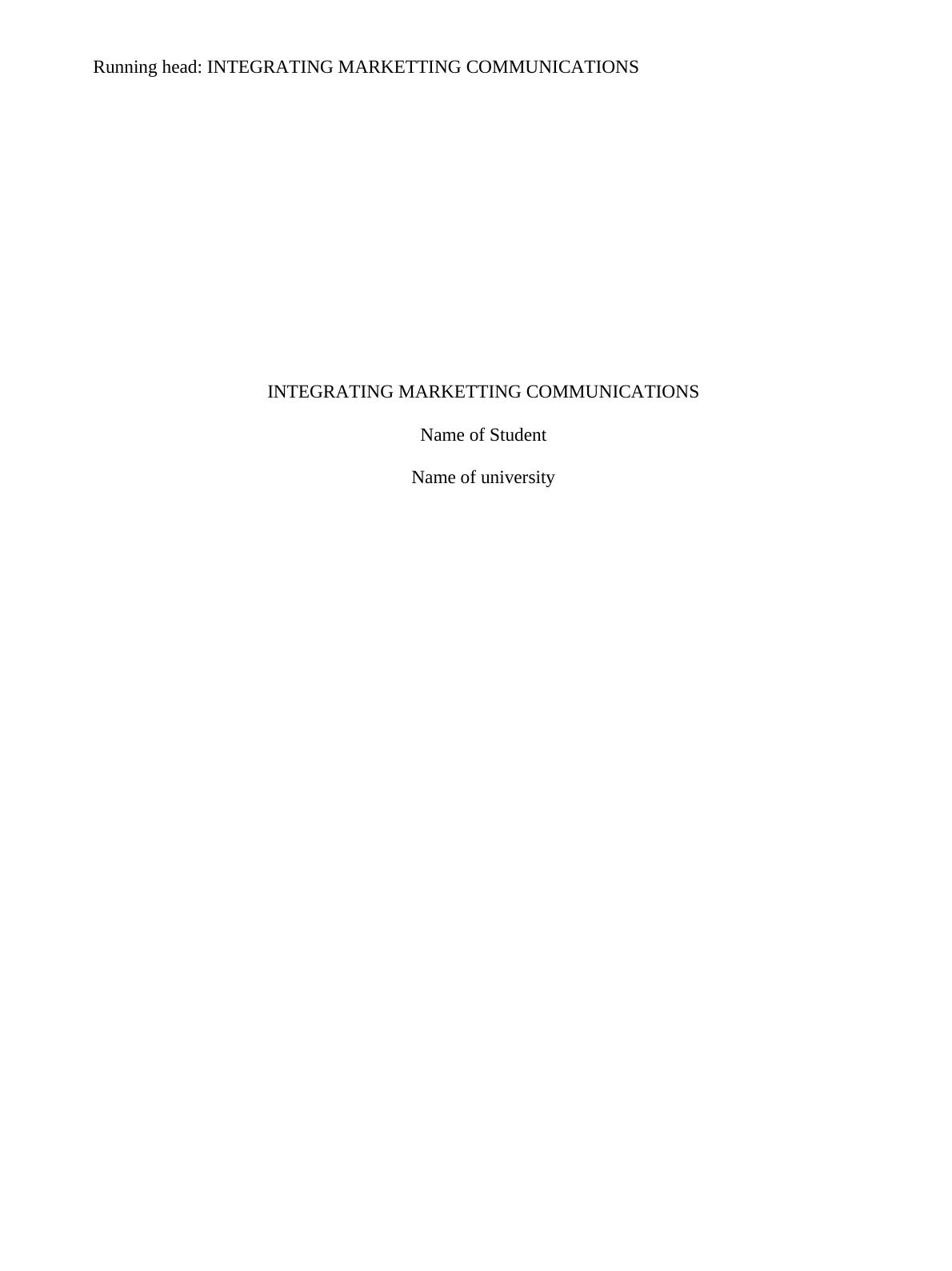 integrated marketing communication assignment pdf