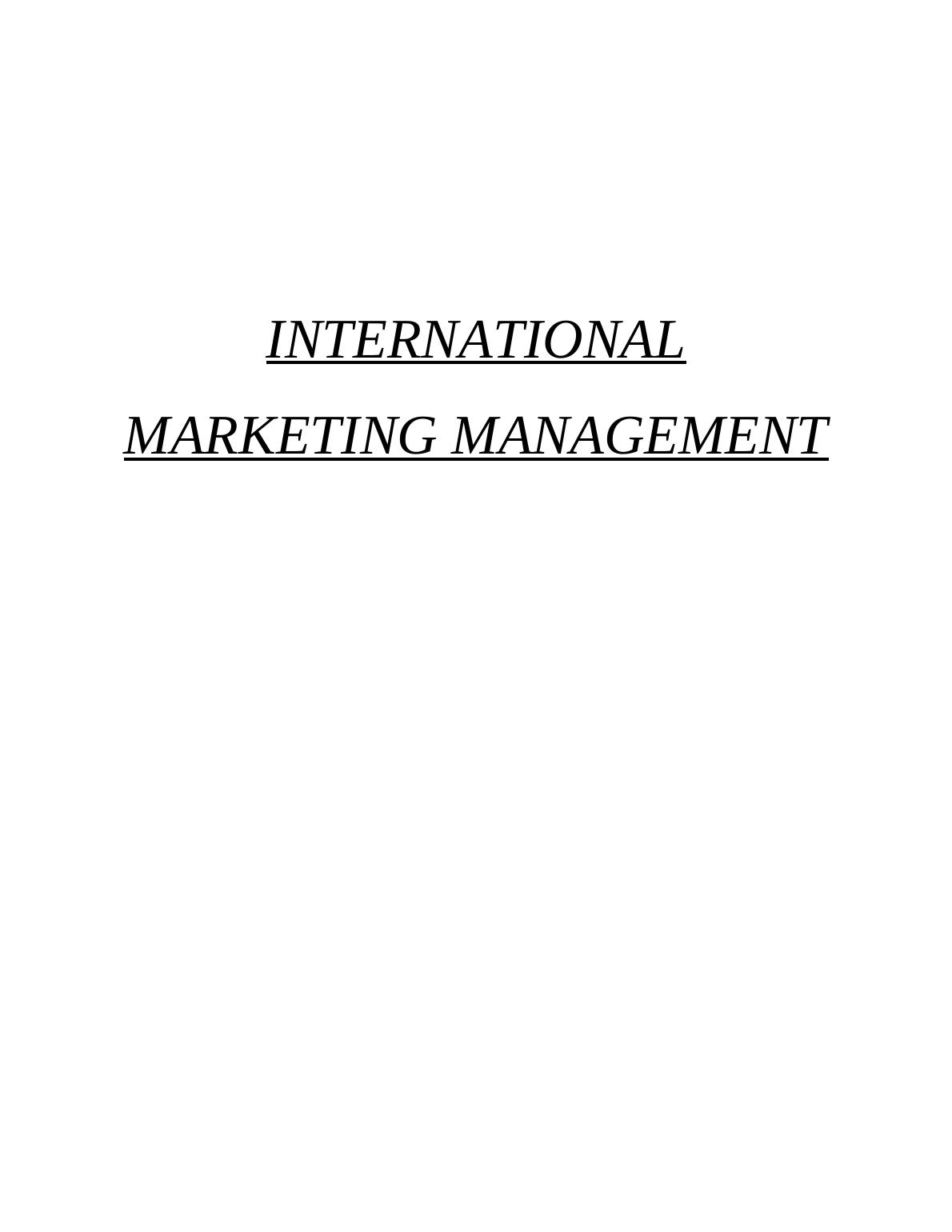 assignment international marketing