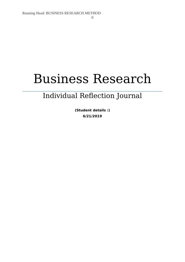 Business Research Method - Individual Reflection Journal_1