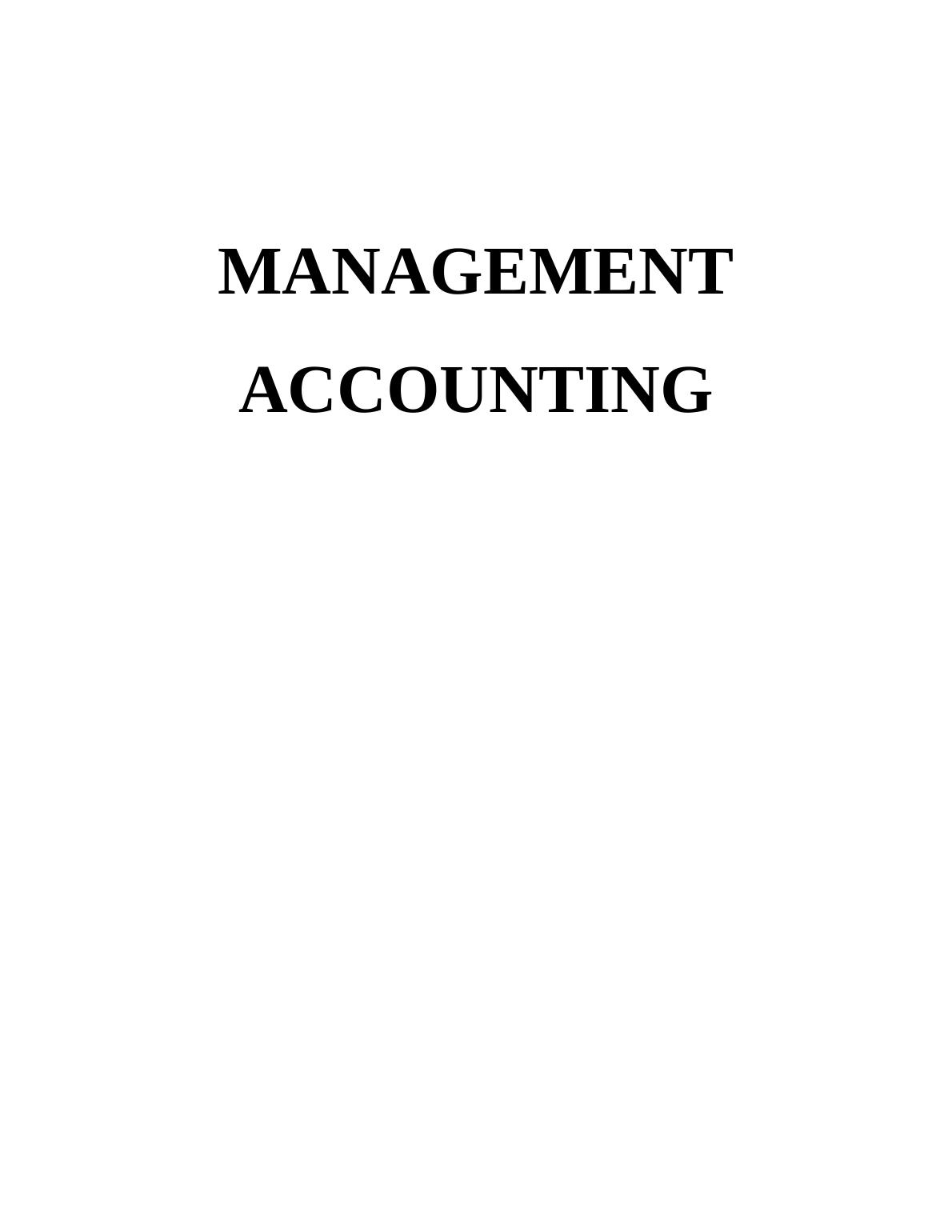 Management  Accounting - Sample Assignment_1