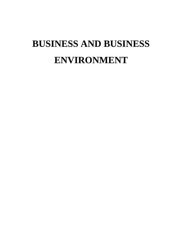 Assignment : Business and Business Environment_1