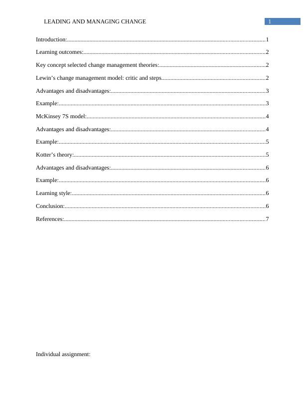 leading and managing change assignment