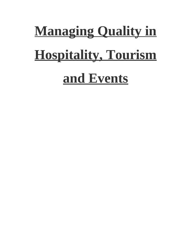 (Solution) Managing Quality in Hospitality, Tourism and Events_1