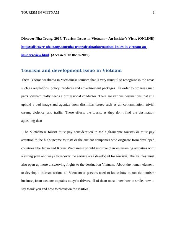 Analysis of Tourism in Vietnam_2