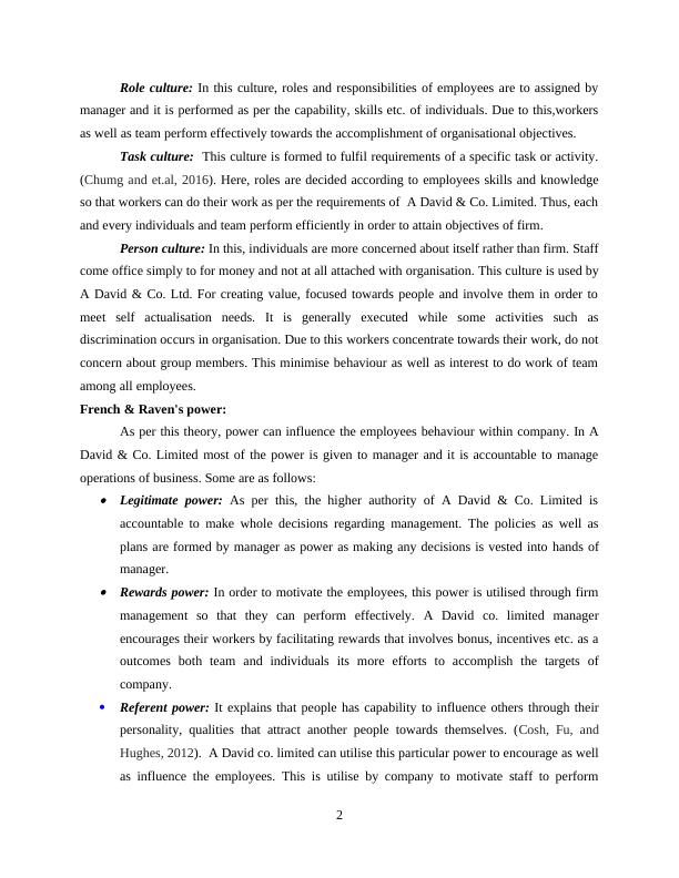 Organisational Behaviour of A David & Co. Limited : Assignment_4