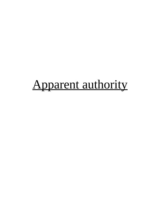 Apparent Authority in Commercial Law_1