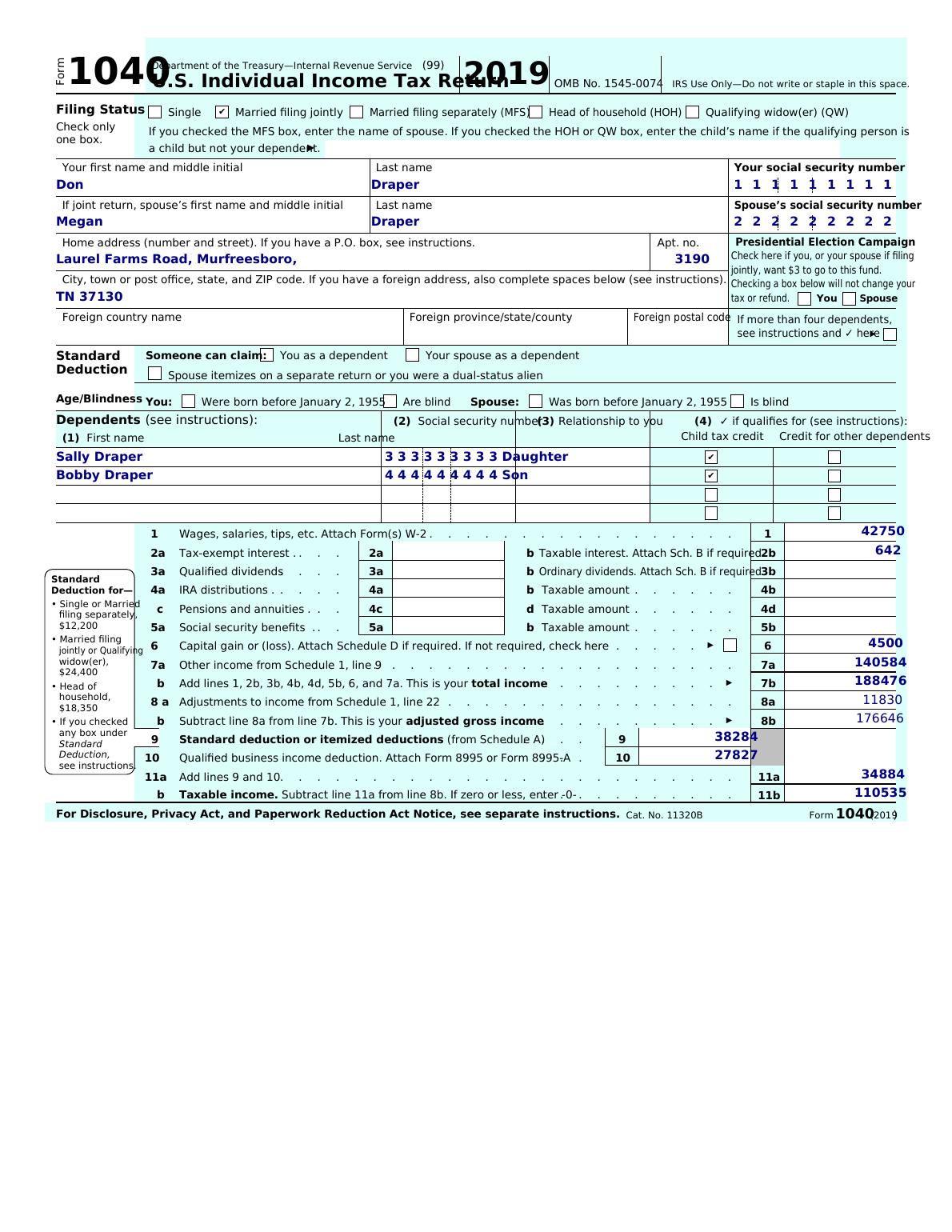 Individual Tax Return 2019