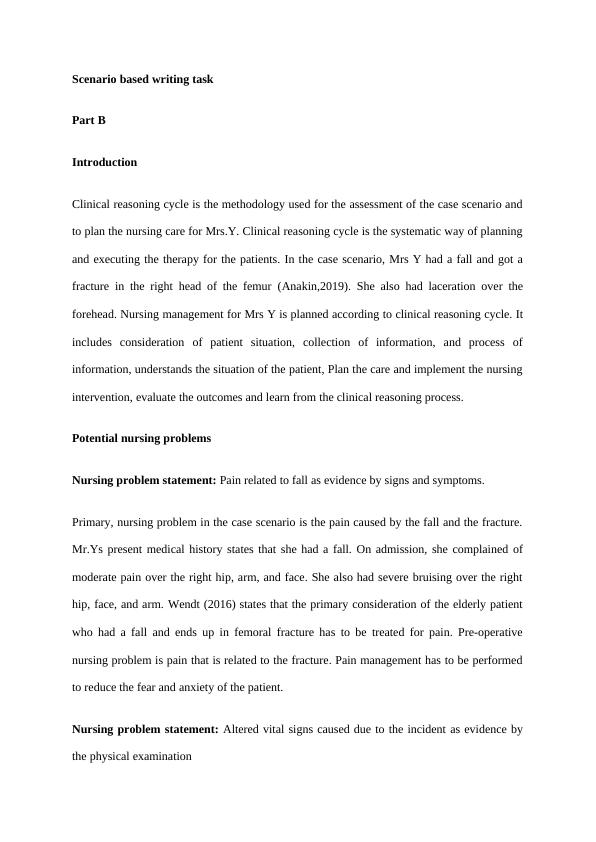 Clinical Reasoning Cycle for Nursing Care: Case Study of Mrs. Y_1