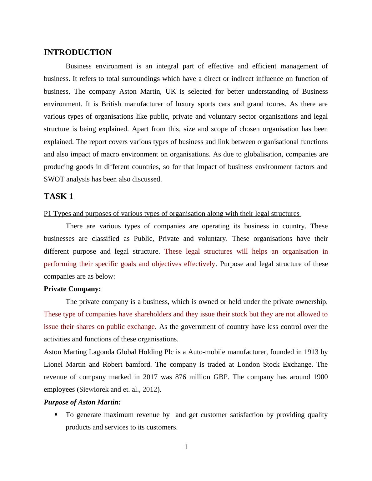 SWOT analysis of Aston Martin