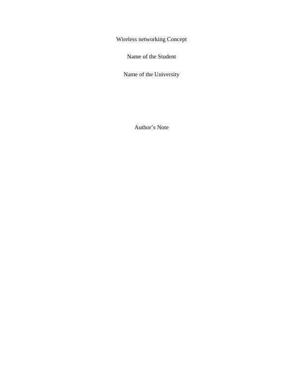 Report on Wireless Networking Concept_1
