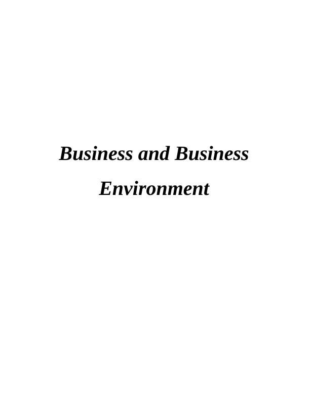 Business & Business Environment Assignment - Sainsbury_1