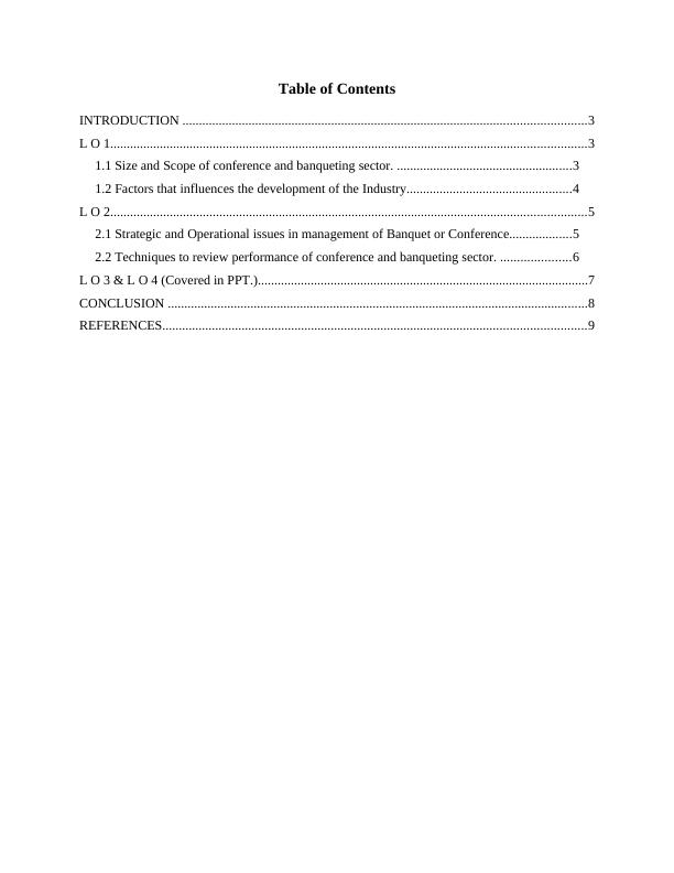 Conference and Banqueting Management | Assignment Sample_2